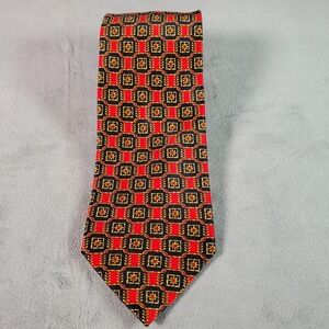 Lanvin Paris Silk Tie Mens Red Blue Gold Geometric Print France Classic Luxury